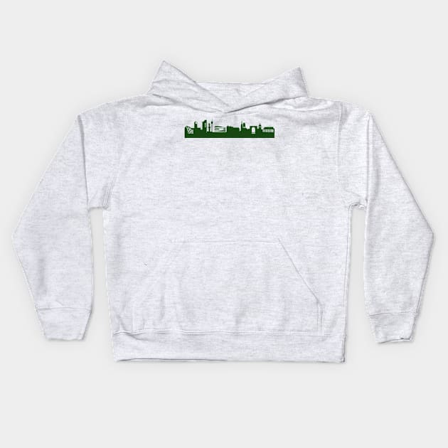 STUTTGART skyline in forest green Kids Hoodie by 44spaces